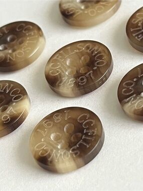 CC Filson Co. Seattle - Replacement Shirt Buttons Tan Brown Logo Stamp - 7 QTY